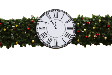 new year clock and christmas tree