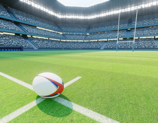 Rugby Stadium with Rugby Ball