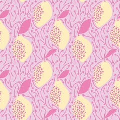 Cartoon summer fruit seamless lemon and polka dots pattern for wrapping paper and kids clothes print and fabrics
