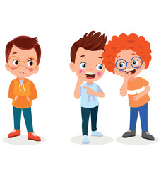 cute little boy whisper secret to friend