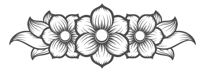 Floral vintage filigree. Decorative ornate motif engraving