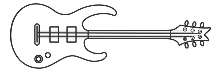 Electric guitar icon. Linear rock music instrument