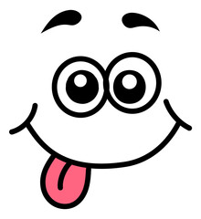 Tongue out expression. Playful silly comic face