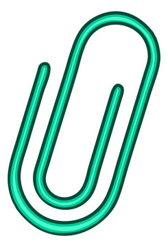 Green paper clip icon. Office supply symbol