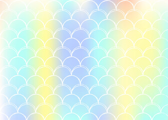 Holographic mermaid background with gradient scales.