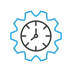 png image of clock icon with gear on transparent background