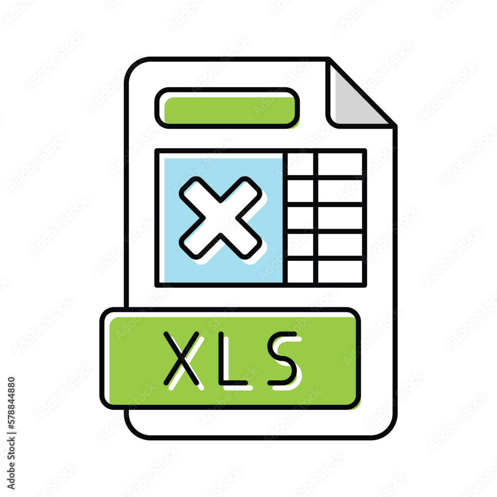 Aufkleber xls file format document color icon vector illustration