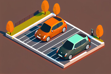 Naklejka premium Vector graphics of cars on the parking lot.