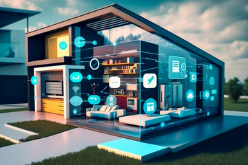 smart home house management system using augmented reality, illstration, future concept, generative ai