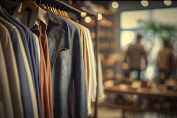 Naklejka premium Clothing boutique background, generative ai