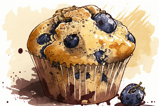 delicious blueberry muffin, background image