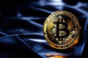Bitcoin crypto currency coin, a dark contrast realistic photograph. Generative AI.
