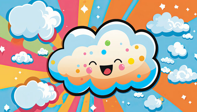 colorful background image, laughing cloud
