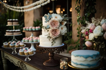 Fototapeta premium large and small cake for a wedding, wedding banquet