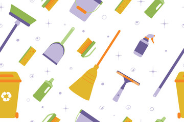Seamless pattern.Background of cleaning equipment. Vector illustration isolated on a white background