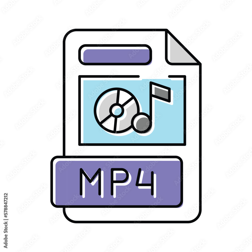 Poster mp4 file format document color icon vector illustration