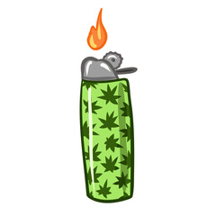 lighter for smoking. lighter with cannabis. smoke weed vector