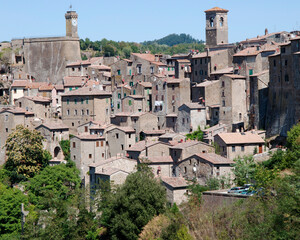 Stone buildings of Sorano, picturesque town in Toscana