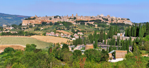 Fototapeta na wymiar Panoramic view of Orvieto surrounded by a beautiful green landscape