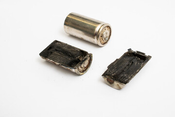 Fototapeta na wymiar old nickel cadmium batteries isolated on white background