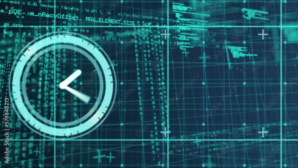Poster animation of clock over data processing on grid