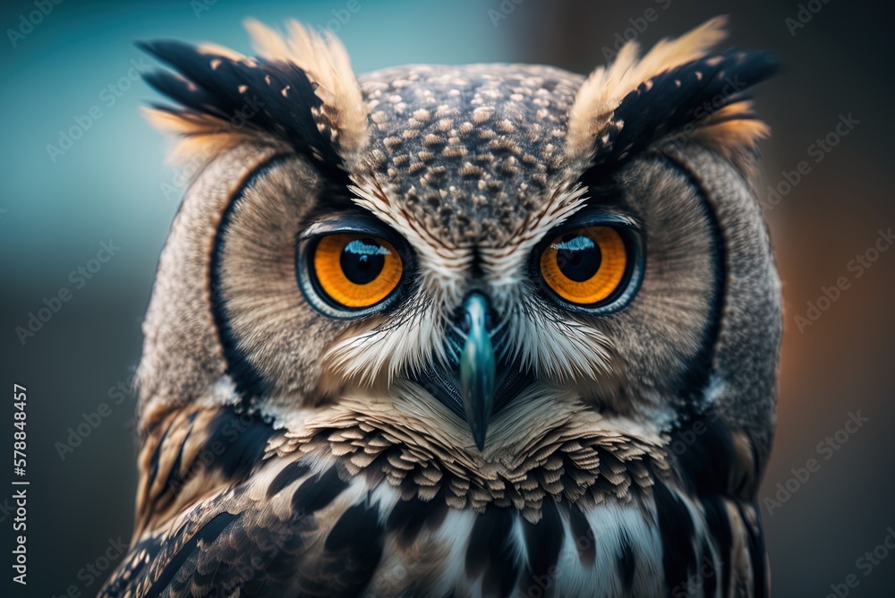 Poster photo of an owl taken with a shallow depth of field generative ai
