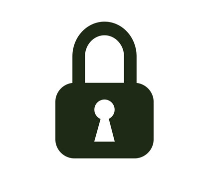Monochromatic padlock and lock icon.