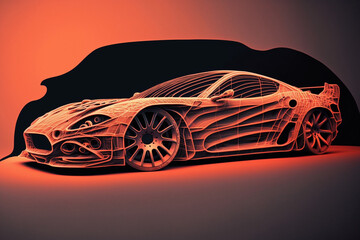 Super car automobile concept design. Fast luxury speed race car automotive concept. Ai generated