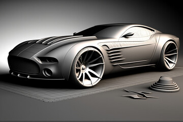 Fototapeta na wymiar Super car automobile concept design. Fast luxury speed race car automotive concept. Ai generated