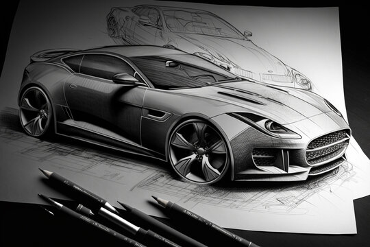 Super car automobile concept design. Fast luxury speed race car automotive concept. Ai generated