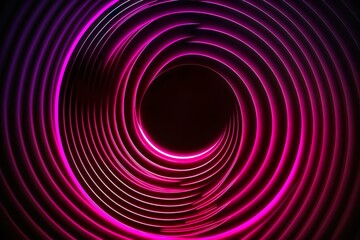 Fototapeta Fond néon géométrique abstrait, ligne spirale rougeoyante, hélice simple. Minimaliste obraz