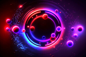 futuristic neon background red and blue circles Generative ai