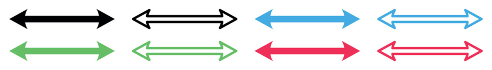 Set of colour double arrows. Double arrow icon, two side symbol, double arrow logo concept. Vector.