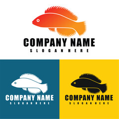 Modern, vintage Fish logo design vector