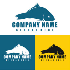 Modern, vintage Fish logo design vector