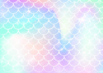 Princess mermaid background with kawaii rainbow scales pattern.