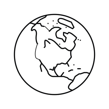 north america earth planet map line icon vector illustration