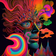 Fototapeta na wymiar colorful mind of a human illustration