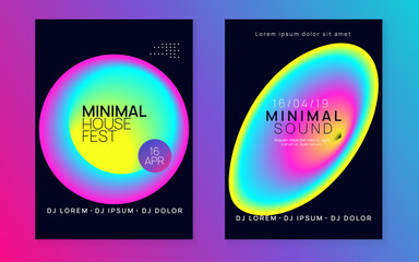 Neon Flyer. Jazz Trance Fest. Wavy Effect For Presentation. Memphis Pattern For Brochure Template. Club And Carnival Concept. Pink And Blue Neon Flyer