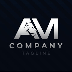 Letter AM Lion Head Initial Logo Design