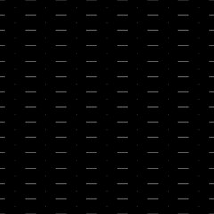 Dashed and dotted white lines on black background. Seamless surface pattern design with squares and rectangles ornament. Dots and dashes wallpaper. Symmetric geometric strokesmotif. Digital paper art.