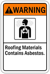 Asbestos chemical hazard sign and labels roofing materials contain asbestos