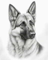 German Shepherd Dog Portrait Pencil Sketch