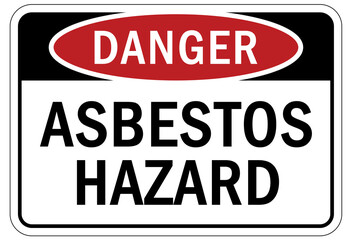 Asbestos chemical hazard sign and labels