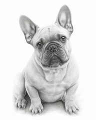 Fototapeta premium French Bulldog Portrait Pencil Sketch