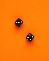 Pair of dice for board game - Orange eva rubber background