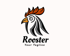 abstract head rooster art template logo design illustration inspiration
