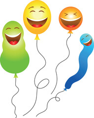 Multicolored vector funny characters in the form of balloons.
Set of balloons of different shapes isolated on a transparent background.