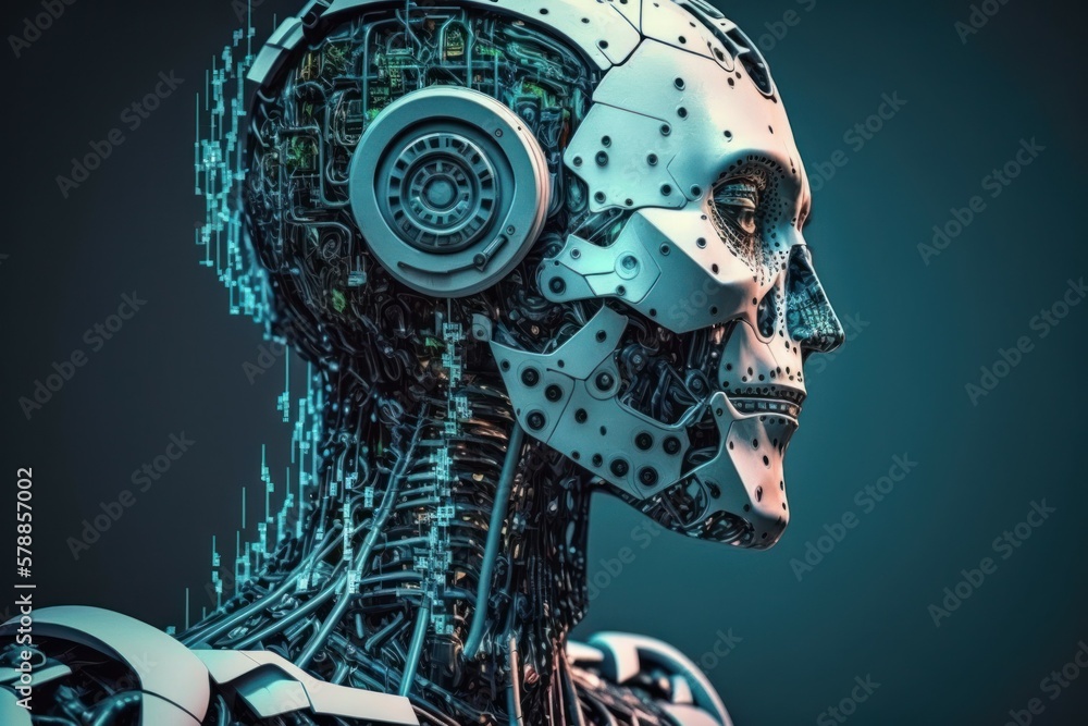 Poster robot cyborg of the future. the concept of the development of artificial intelligence. ai generated