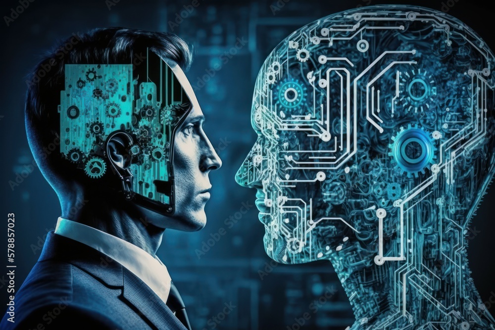 Poster robot cyborg of the future. the concept of the development of artificial intelligence. ai generated
